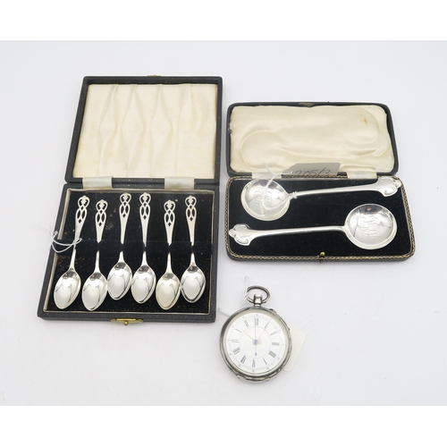 205 - A cased pair of silver spoons, by Joseph Rodgers & Sons, Sheffield, with monogrammed bowls, a co... 