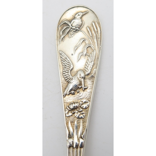 217 - A set of ten Victorian silver tea spoons, by George Adam, London 1881, decorated in the aesthetic st... 