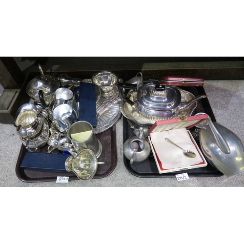 233 - A collection of EPNS including tea sets, serving trays, pewter etc