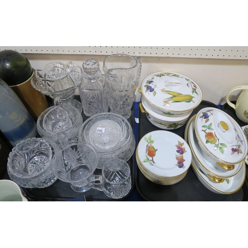 106 - An Aynsley Orchard Gold boxed set, a pair of Denby Arabesque water jugs, assorted crystal, Royal Wor... 