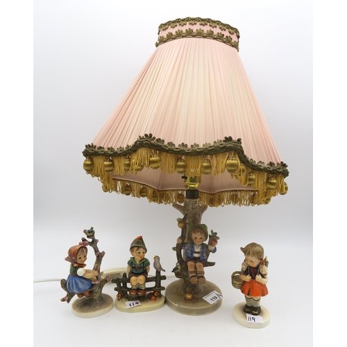 119 - Three Hummel figures and a lamp