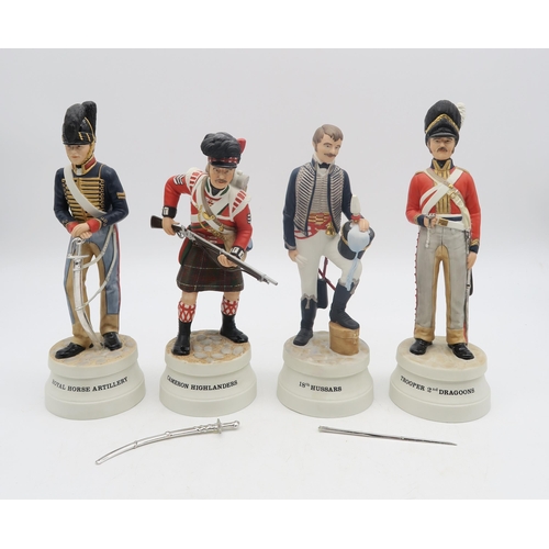 126 - Four Coalport Battle of Waterloo figures including Corporal, Royal Horse Artillery, Sergeant, Camero... 