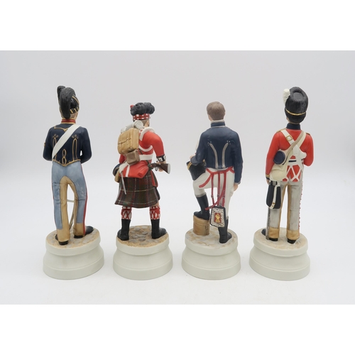 126 - Four Coalport Battle of Waterloo figures including Corporal, Royal Horse Artillery, Sergeant, Camero... 