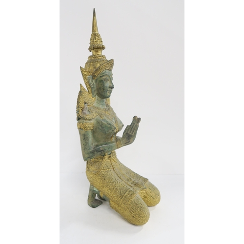 132 - A Thai gilt bronze kneeling deity