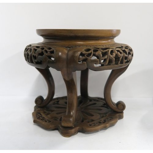 136 - A collection of carved hardwood stands and  lacquer boxes