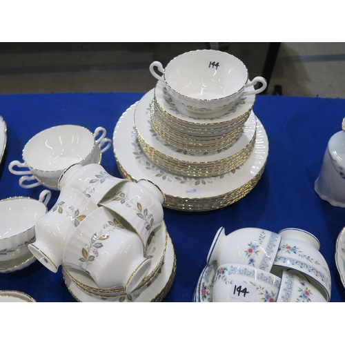 144 - A Paragon Sweet Pea pattern teaset, together with a Wedgwood Rosedale teaset and a Paragon part dinn... 