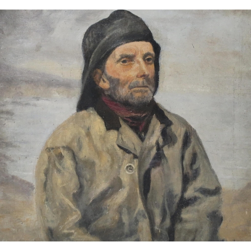 909 - 20th CENTURY SCHOOL PORTRAIT OF A FISHERMAN Oil on board, 33 x 33cm Together with another (2)... 