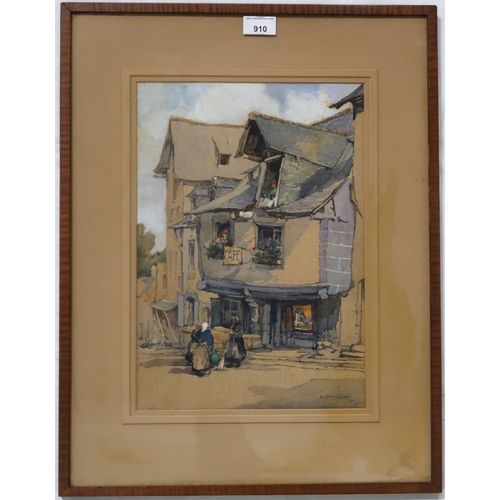 910 - WILLIAM EDNIE ROUGH (SCOTTISH 1892-1935) TOWN CAFE Watercolour, signed lower right, dated ... 