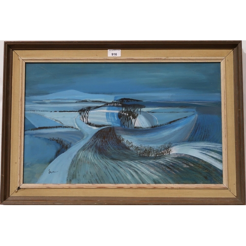 916 - DANNY FERGUSON RSW (SCOTTISH 1925-1993) WINTER LANDSCAPE Watercolour, signed lower left, 3... 