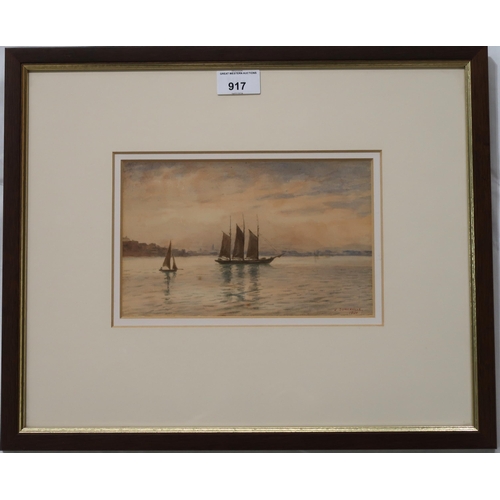 917 - J. SOMERVILLE THE BATTLE WATER, PLYMOUTH 1901 Watercolour, signed lower right, dated 1901, 14 x 22cm... 