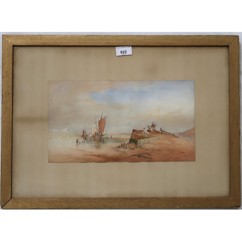 922 - 20th CENTURY STYLE LANDING ON THE ENGLISH COAST Watercolour, monogrammed lower right 'T. S... 