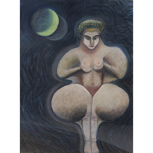 924 - SHEENA MCGREGOR (SCOTTISH CONTEMPORARY) GODDESS OF THE MOON Charcoal, signed lower right, 75 x 55cm ... 