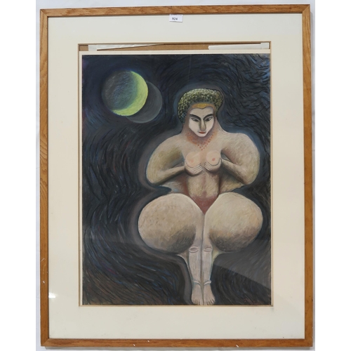 924 - SHEENA MCGREGOR (SCOTTISH CONTEMPORARY) GODDESS OF THE MOON Charcoal, signed lower right, 75 x 55cm ... 