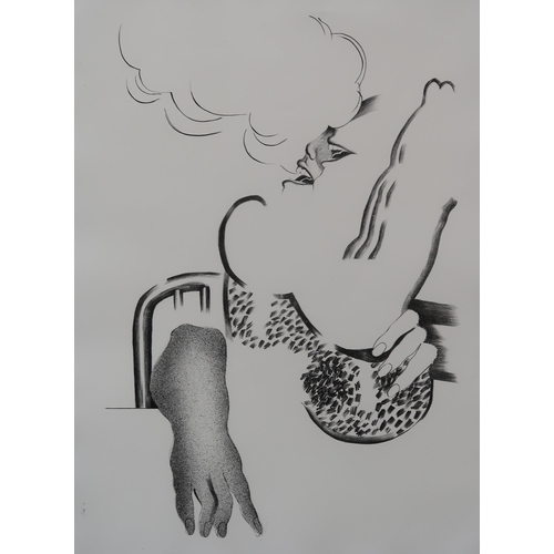 928 - MICHAEL ROSCHLAU (GERMAN b.1942) ABSTRACT OF A WOMAN WITH HEELS Lithograph, signed lower right, date... 