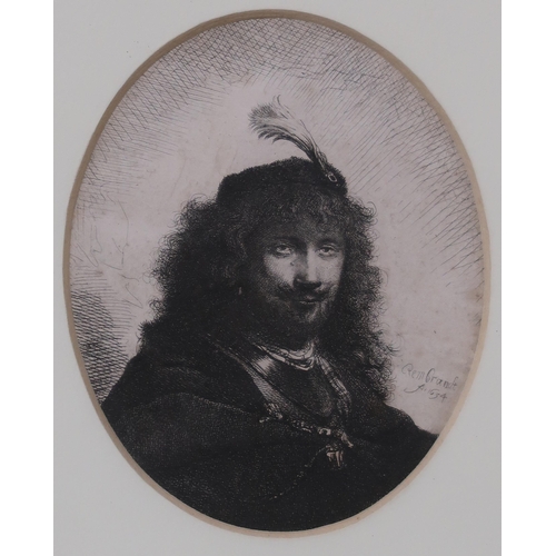 942 - CHEVALIER IGNACE JOSEPH DE CLAUSSIN (FRENCH 1795-1844) PORTRAIT OF REMBRANDT Etching, 12.5 x 10cm To... 