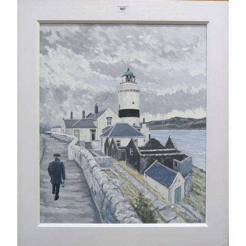 947 - JAMES WALLACE (SCOTTISH CONTEMPORARY) CLOCH LIGHTHOUSE GOUROCK, 2021 Acrylic on canvas, signed lower... 