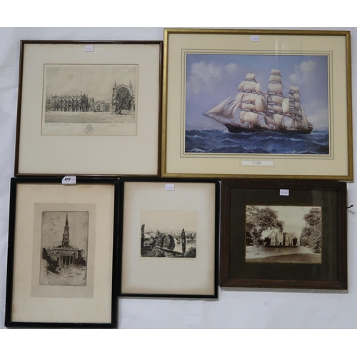 949 - A VARIOUS LOT OF SIGNED ETCHINGS, PRINTS AND PHOTOS (9)