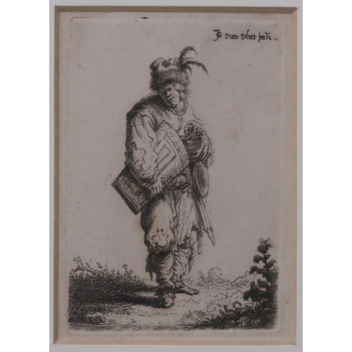 943A - JAN GILLISZ VAN VLIET (DUTCH 1605-1668) THE HURDY GURDY PLAYER Etching, 9.5 x 6.5cm &... 