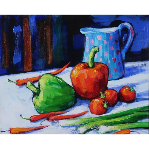 3022 - MARY GALLAGHER (SCOTTISH B.1953)KITCHEN TABLEOil on board, signed lower left, 20.5 x 36cm (12 x 14