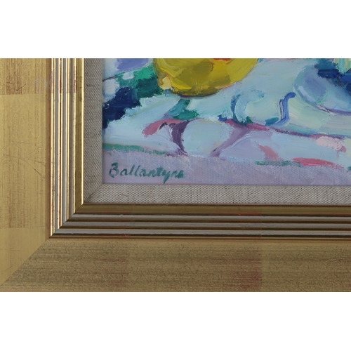 3024 - MARGARET BALLANTYNE (SCOTTISH B.1936)NASTURTIUMSOil on canvas, signed lower left, 25.5 x 30.5cm (10 ... 