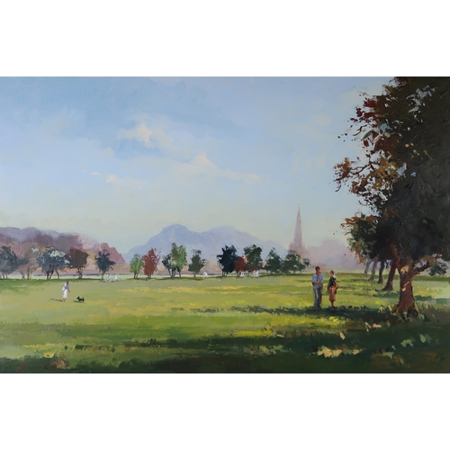 3033 - JOSEPH MAXWELL STUART (SCOTTISH CONTEMPORARY)SUMMERTIME IN THE MEADOWS (EDINBURGH)Oil on board, sign... 