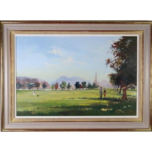 3033 - JOSEPH MAXWELL STUART (SCOTTISH CONTEMPORARY)SUMMERTIME IN THE MEADOWS (EDINBURGH)Oil on board, sign... 