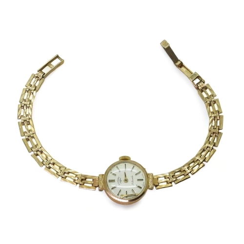 782 - A 9ct gold ladies Rotary watch and strap, length 17.5cm, diameter 1.6cm, weight including mechanism ... 