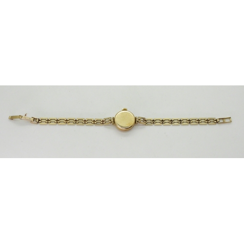 782 - A 9ct gold ladies Rotary watch and strap, length 17.5cm, diameter 1.6cm, weight including mechanism ... 