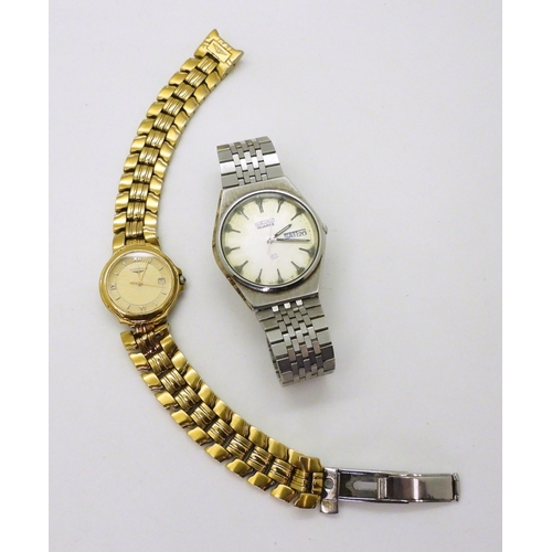 837 - A ladies Longines watch, numbers to the back L5-146.2 and 27860196 gents Seiko Quartz