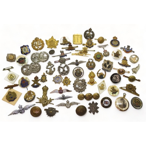 849 - A collection of sweetheart brooches and other items to include A silver Gordon Highlanders brooch, R... 