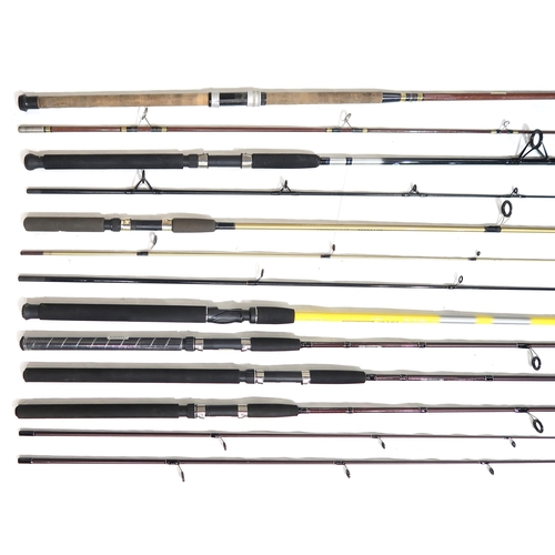 541 - An assortment of fishing rods, to include Abu Atlantic 450; Mitchell Adventure Flash and Vantage; Sh... 