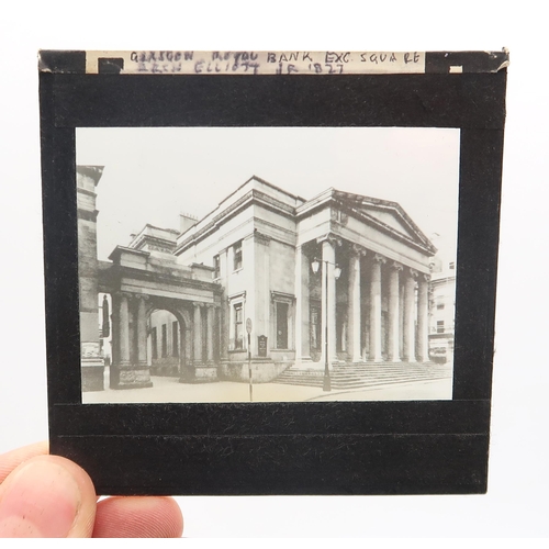 543 - A selection of monochrome glass photographic slides, some depicting Glasgow buildings of architectur... 