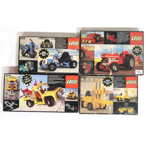 545 - Four boxed vintage Lego sets - 850 Fork Lift, 854 Go-Kart, 851 Tractor and 8846 Tow Truck (4)Note: s... 