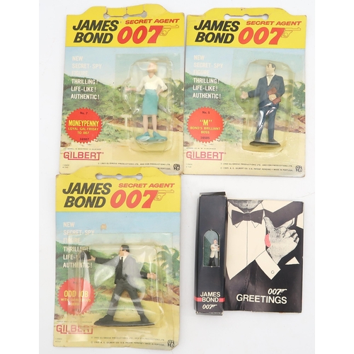 555 - Three Gilbert James Bond 007 card-backed figures - No. 4 Odd Job with Dangerous Derby, No. 5 