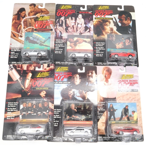 556 - Ten packaged Johnny Lightning James Bond 007 die-cast model vehicles, together with others by Corgi