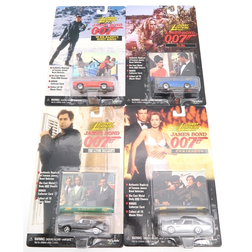 556 - Ten packaged Johnny Lightning James Bond 007 die-cast model vehicles, together with others by Corgi