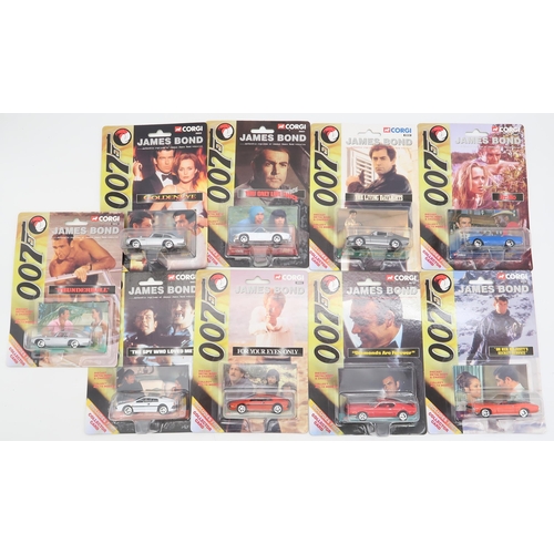 556 - Ten packaged Johnny Lightning James Bond 007 die-cast model vehicles, together with others by Corgi