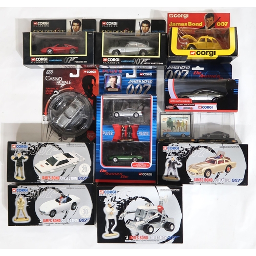 560 - Packaged Corgi James Bond model vehicles of mixed age, to include Classics series 65201 Moon Buggy &... 