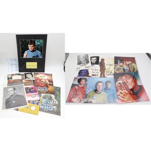 568 - AUTOGRAPHSA collection of sci-fi autographs, to include Star Trek - DeForest Kelley, with certificat... 