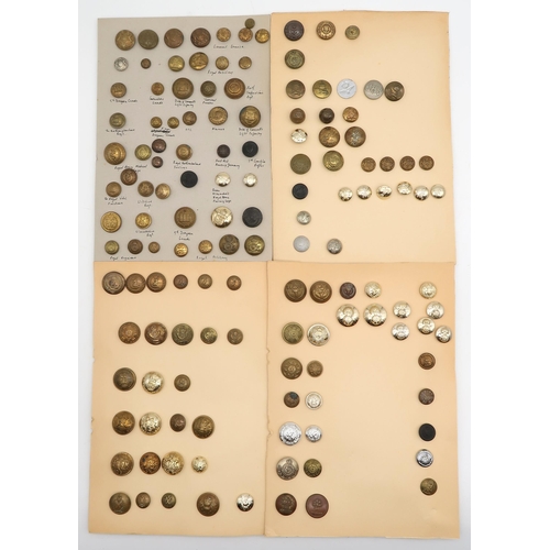 580 - An album of military buttons, of mixed age, to include the Fife Mounted Rifle Volunteers, 7th Gurkha... 