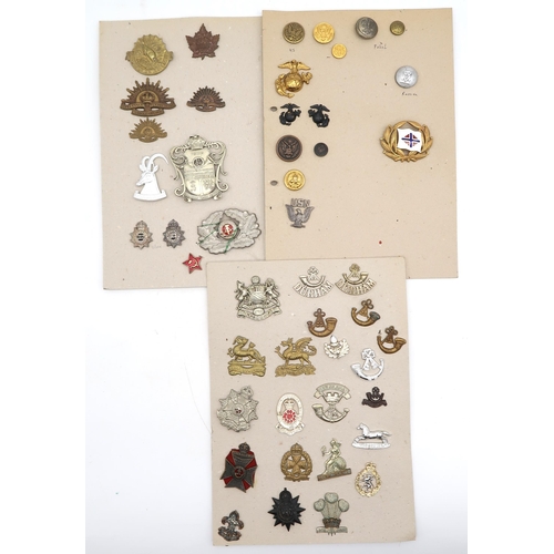 581 - An album of military cap and other badges, to include the Gloucestershire Regiment, Mine Clearance S... 