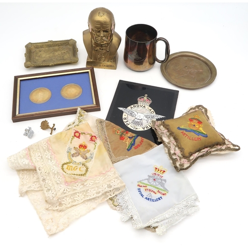 598 - A large and varied assortment of militaria, to include WW1-period Canadian Expeditionary Forces badg... 