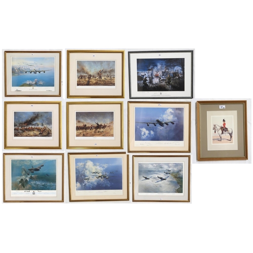 601 - A collection of signed limited edition military aircraft prints, framed, the largest approx. 81cm x ... 