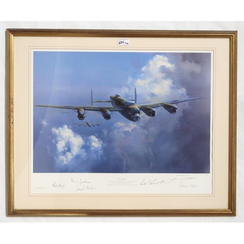 601 - A collection of signed limited edition military aircraft prints, framed, the largest approx. 81cm x ... 