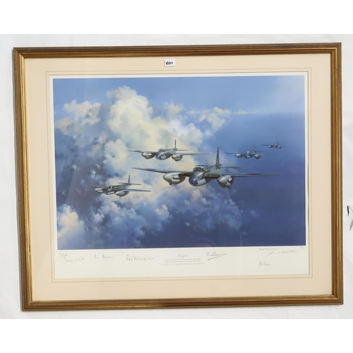 601 - A collection of signed limited edition military aircraft prints, framed, the largest approx. 81cm x ... 