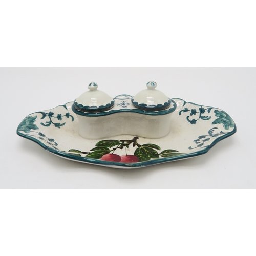 2246 - A COLLECTION OF WEMYSS WARE CHERRY PAINTED POTTERYincluding a two handled bowl, a chocolate cup and ... 