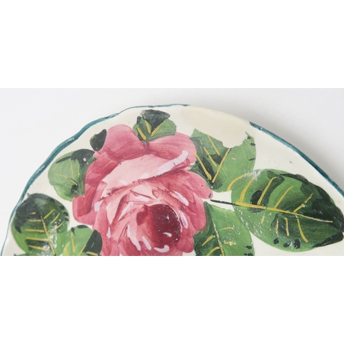 2249 - A COLLECTION OF WEMYSS WARE including a cabbage rose decorated tray 30cm x 25cm, a pair of wavy rim ... 