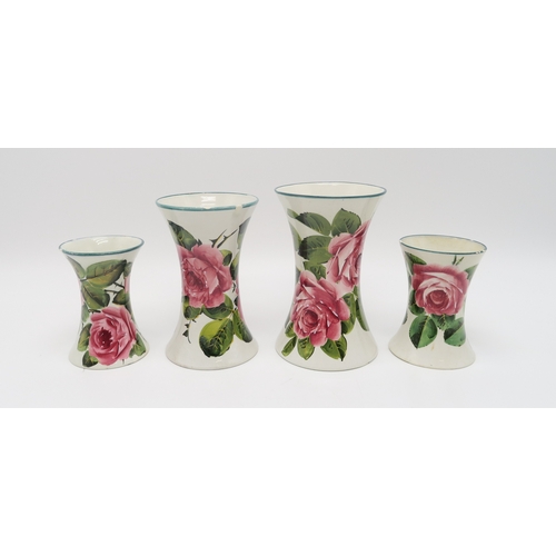 2252 - A COLLECTION OF WEMYSS WARE all painted with cabbage roses including a large bowl, 24cm diameter, a ... 