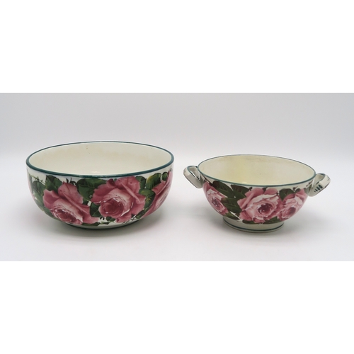 2252 - A COLLECTION OF WEMYSS WARE all painted with cabbage roses including a large bowl, 24cm diameter, a ... 