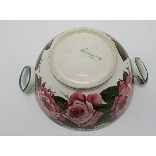 2252 - A COLLECTION OF WEMYSS WARE all painted with cabbage roses including a large bowl, 24cm diameter, a ... 